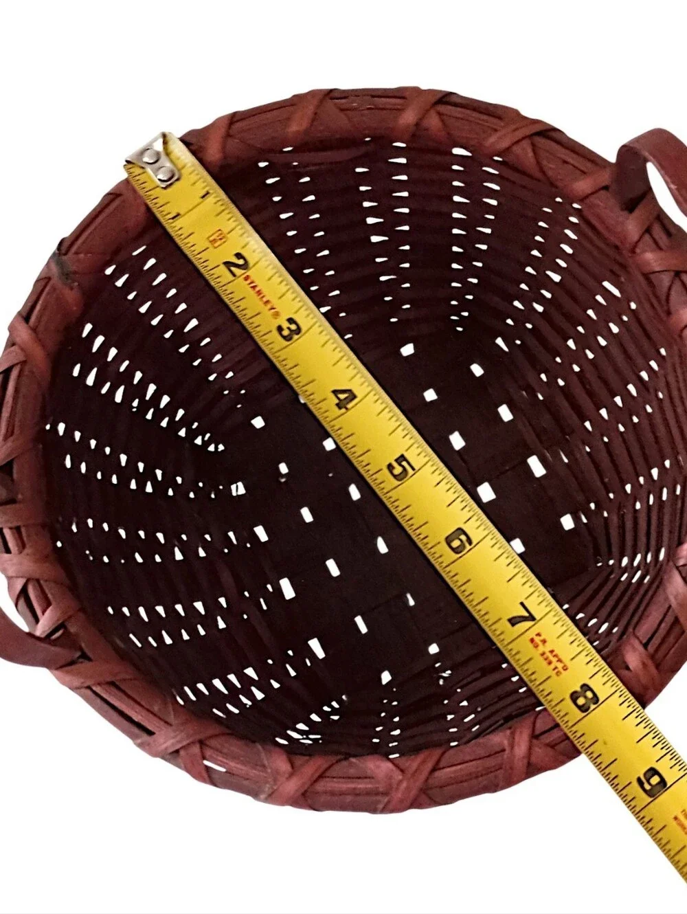 Basketville Handmade Basket Handles Rustic Primitive‎ Woven Reed Slats Vintage